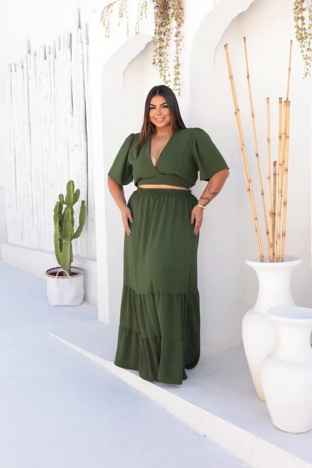 Conjunto Cropped e Saia