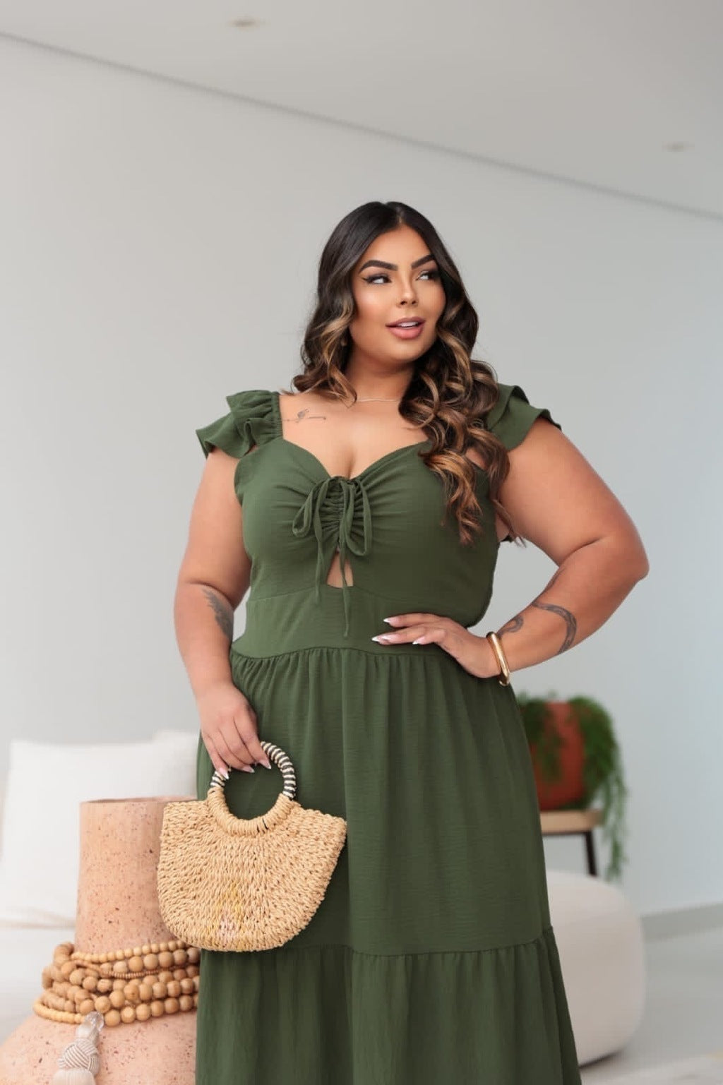 Vestido Plus Size Longo Alça Fantini