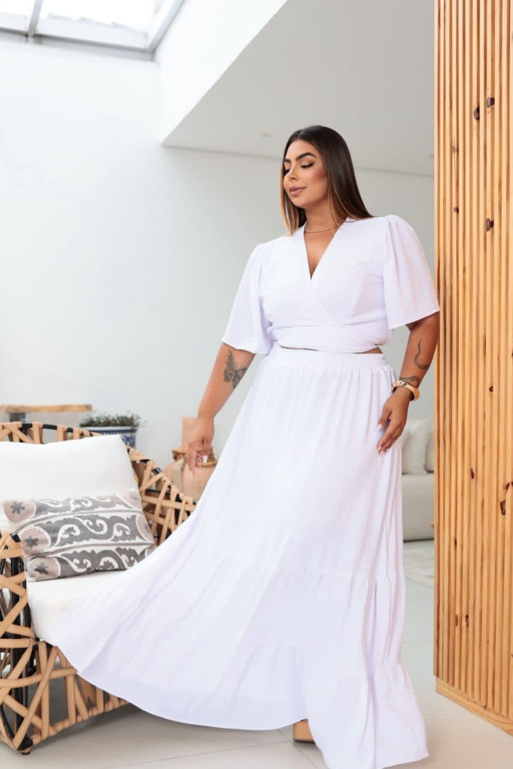 Conjunto Cropped e Saia