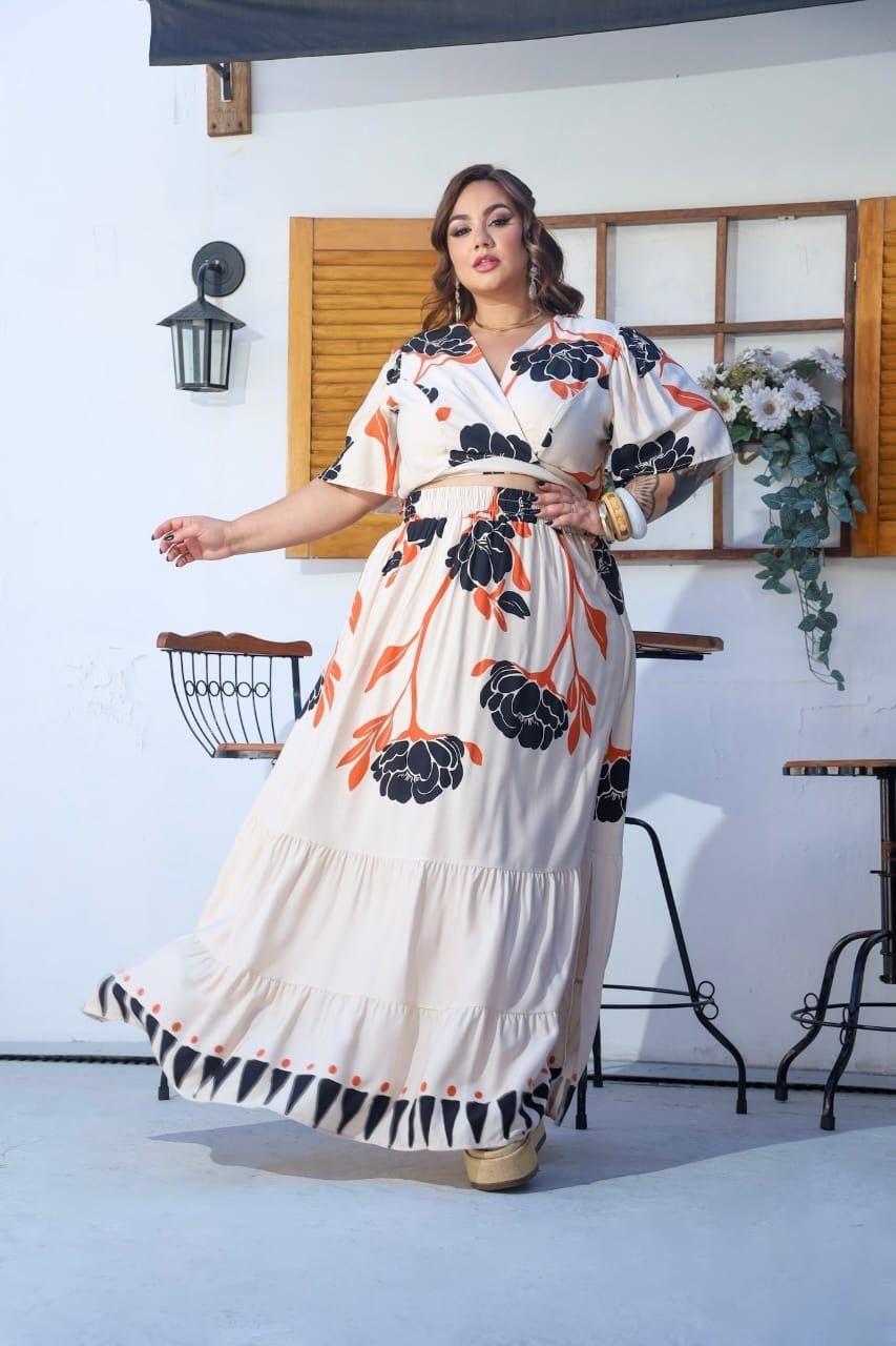 Conjunto Cropped e Saia