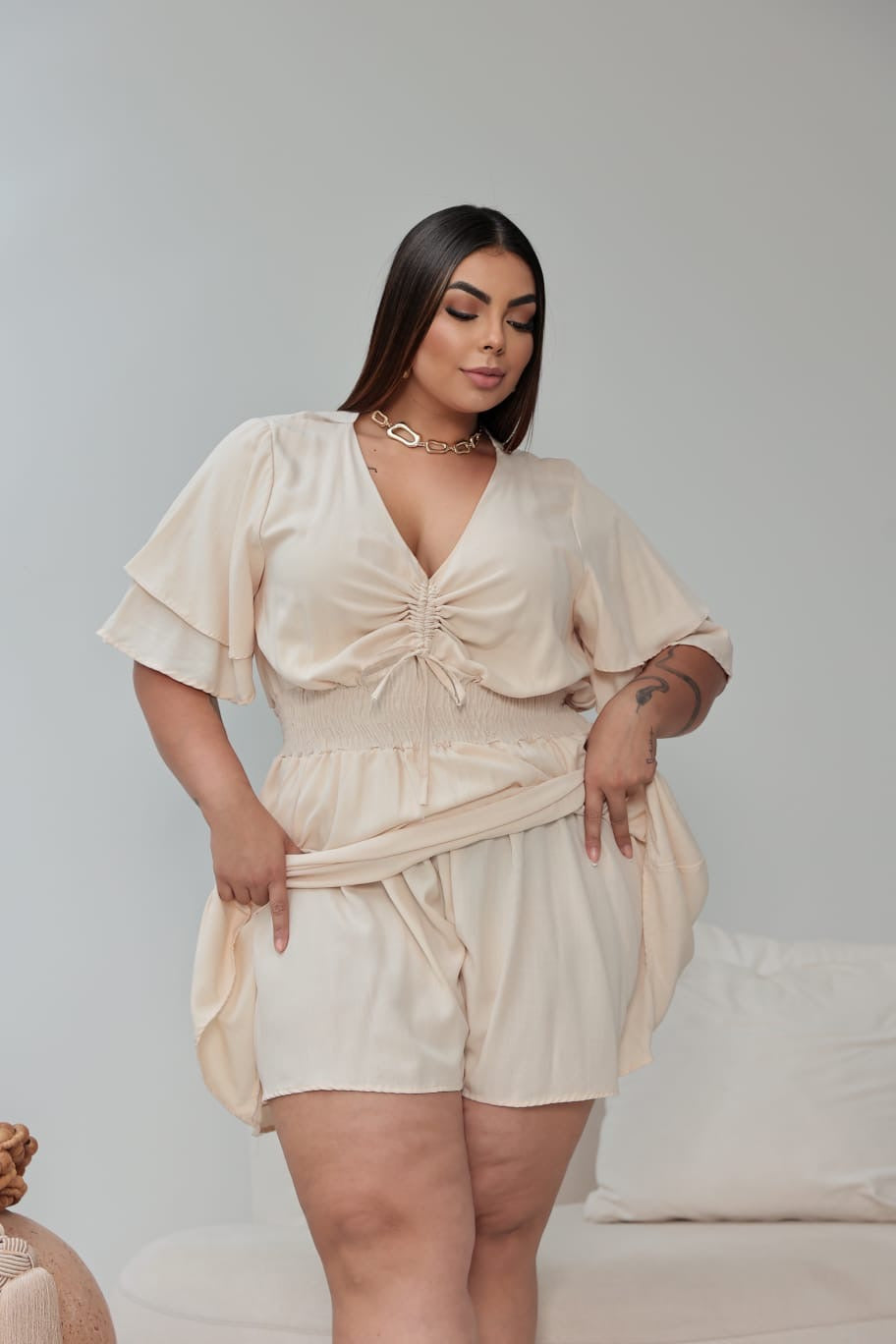 Macaquinho Shorts e Saia Léa