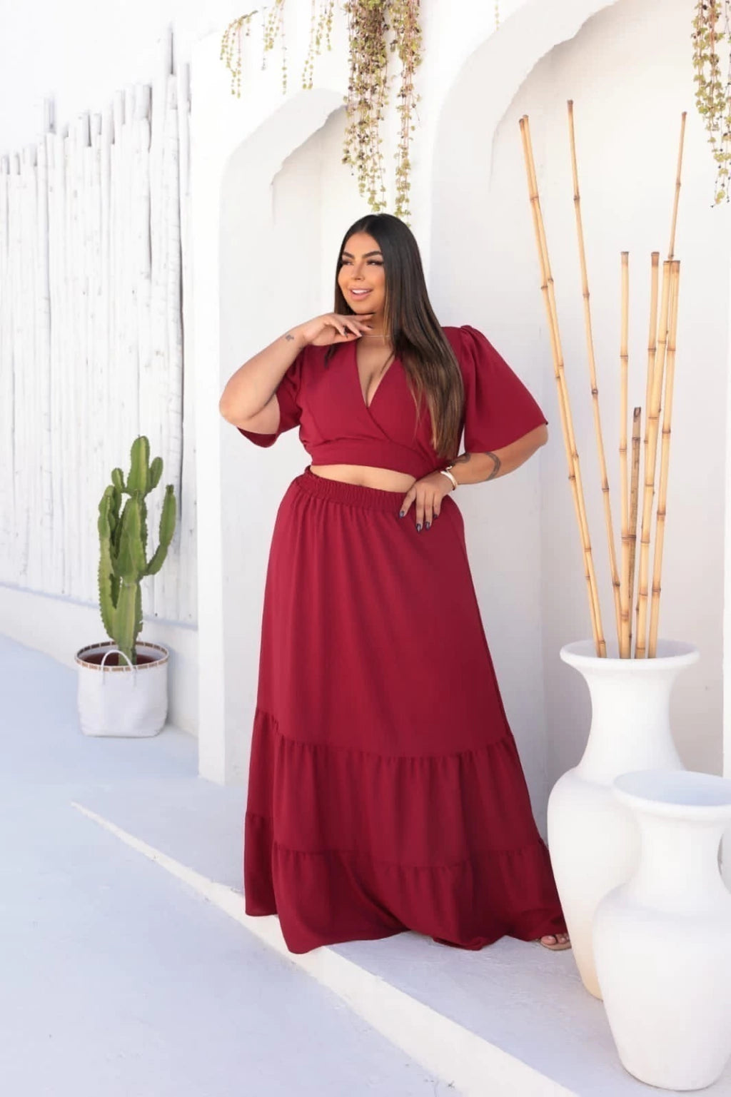 Conjunto Cropped e Saia