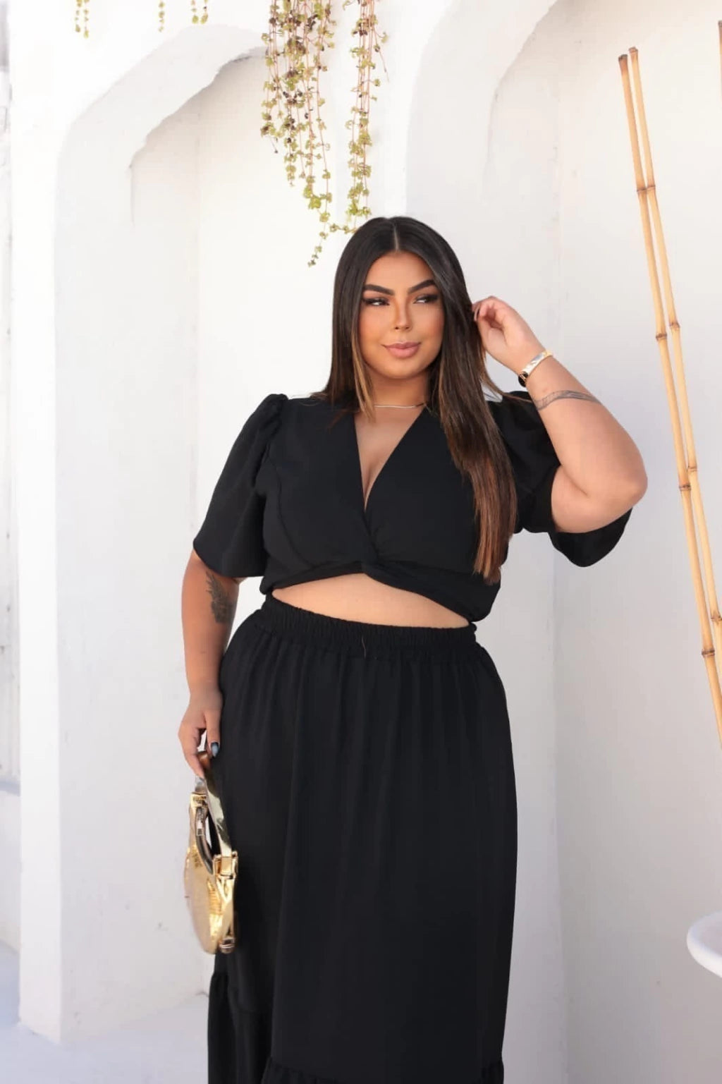 Conjunto Cropped e Saia