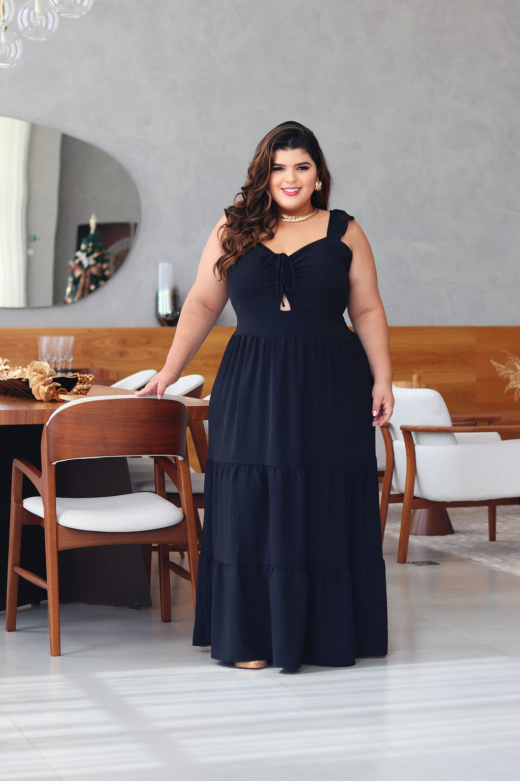 Vestido Plus Size Longo Alça Fantini