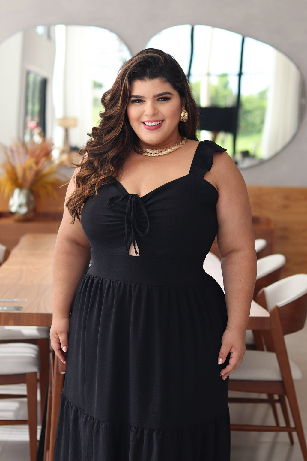 Vestido Plus Size Longo Alça Fantini