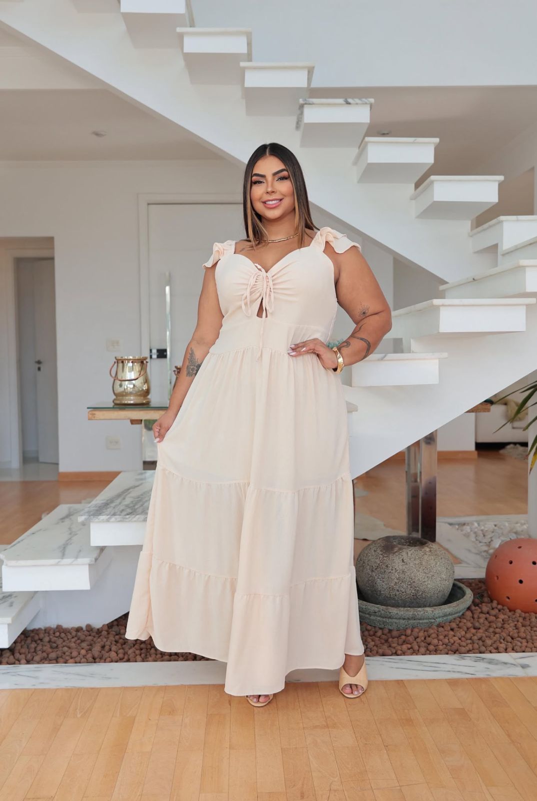 Vestido Plus Size Longo Alça Fantini