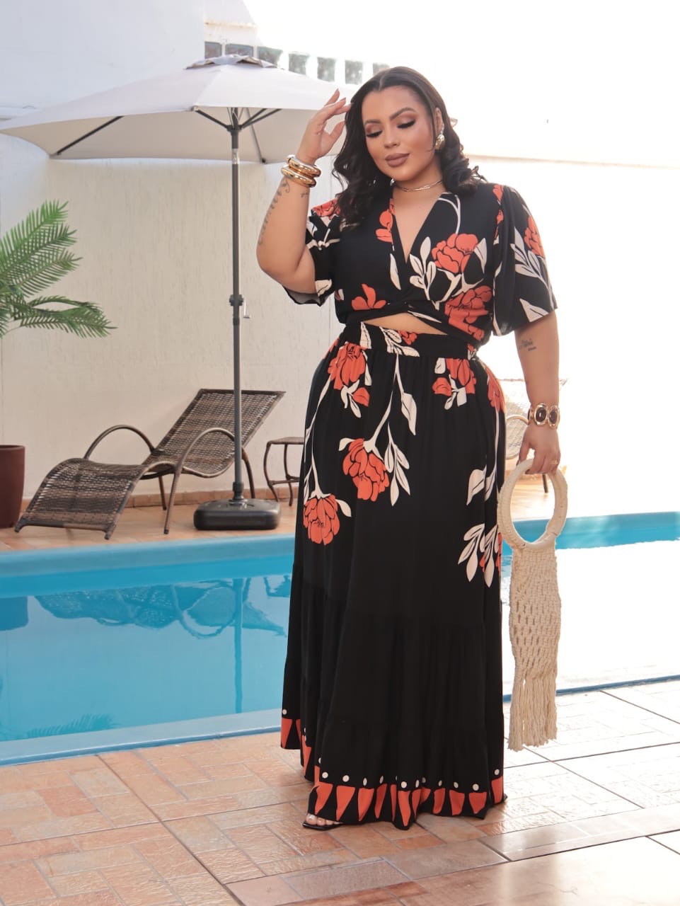 Conjunto Cropped e Saia
