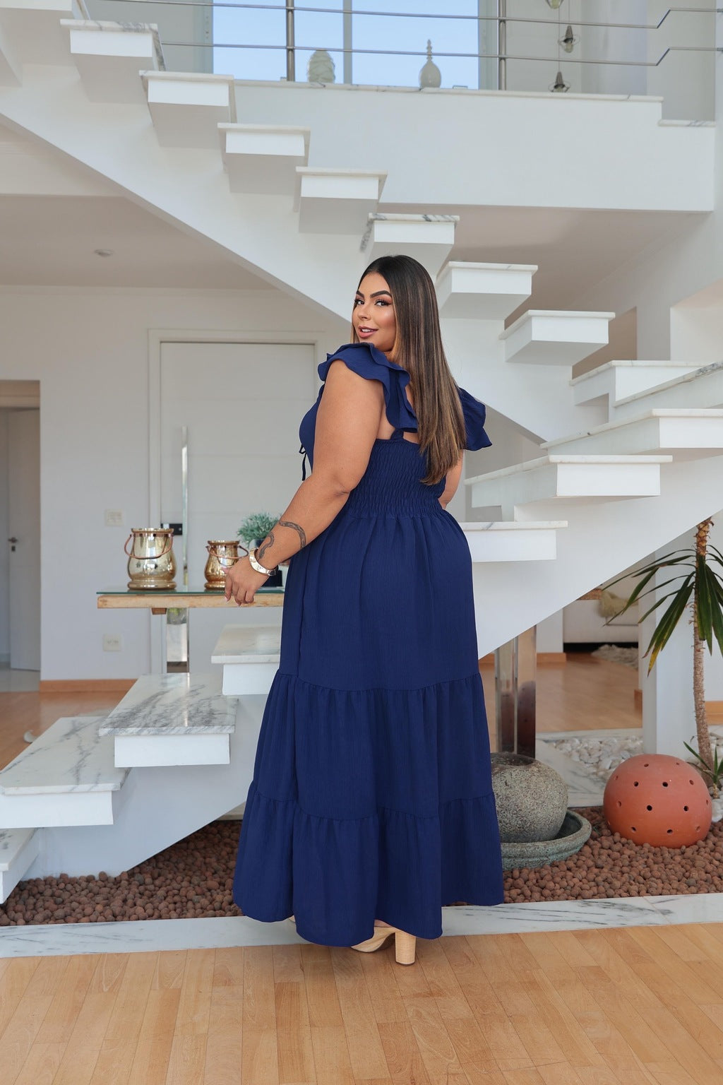 Vestido Plus Size Longo Alça Fantini